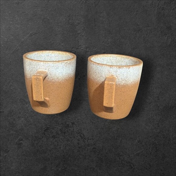 Stone + Lain Set Of 2 Ceramic Mugs 12 Oz Rustic Brown & White Gradient Finish - Picture 2 of 9